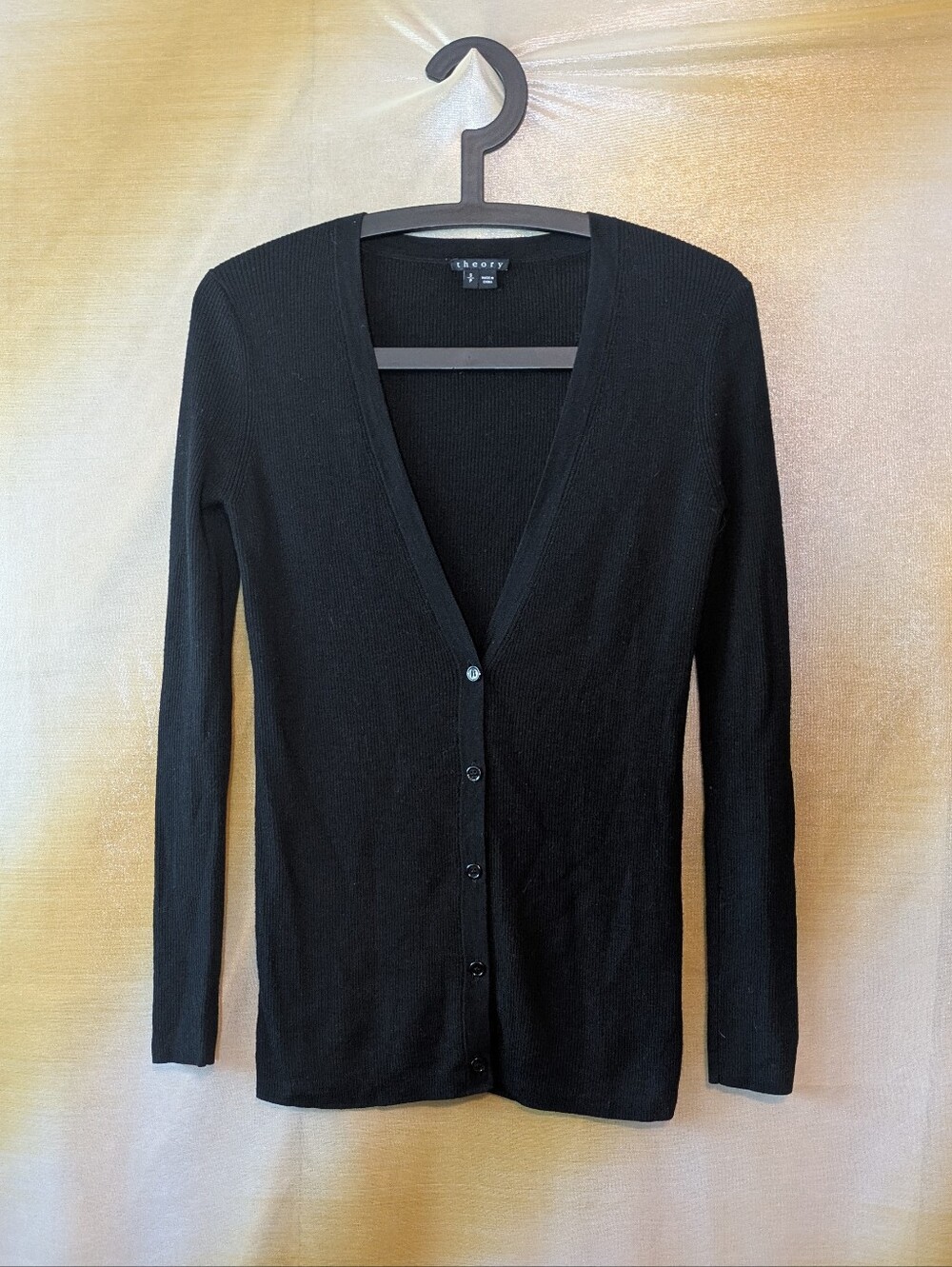 Theory Black Long Sleeve Lightweight Cardigan